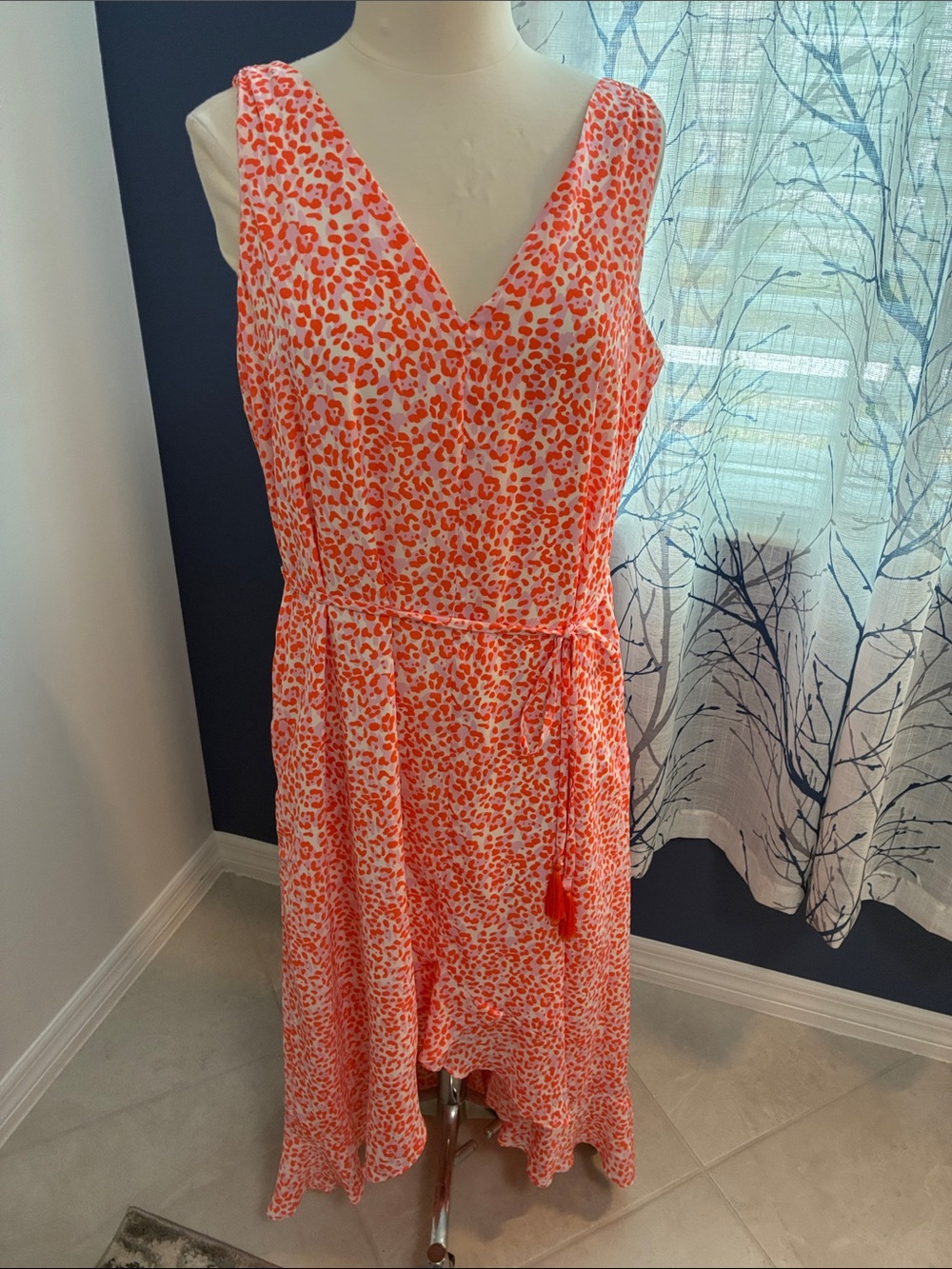 Tommy Bahama Sleeveless V-Neck Orange Print Maxi Dress
